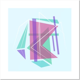 Geometric triangles pink and purple Posters and Art